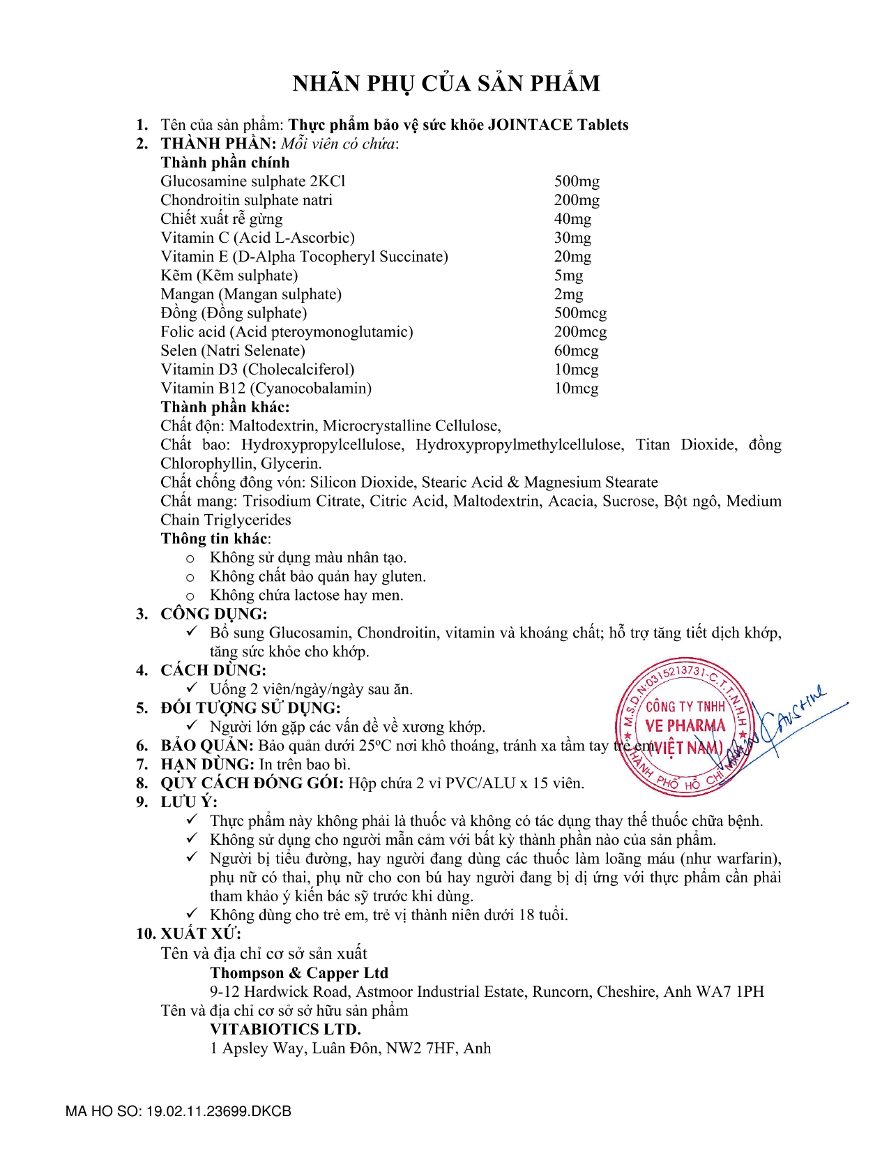 Vitabiotics Jointace - Hỗ trợ tăng tiết dịch khớp - Ảnh 4